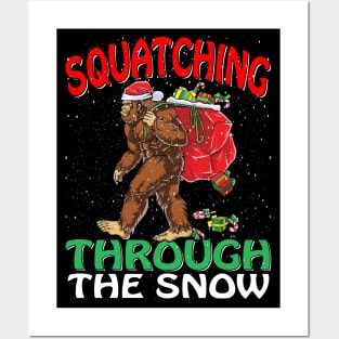 Sasquatch Christmas Squatching Bigfoot Xmas Tree Light Posters and Art